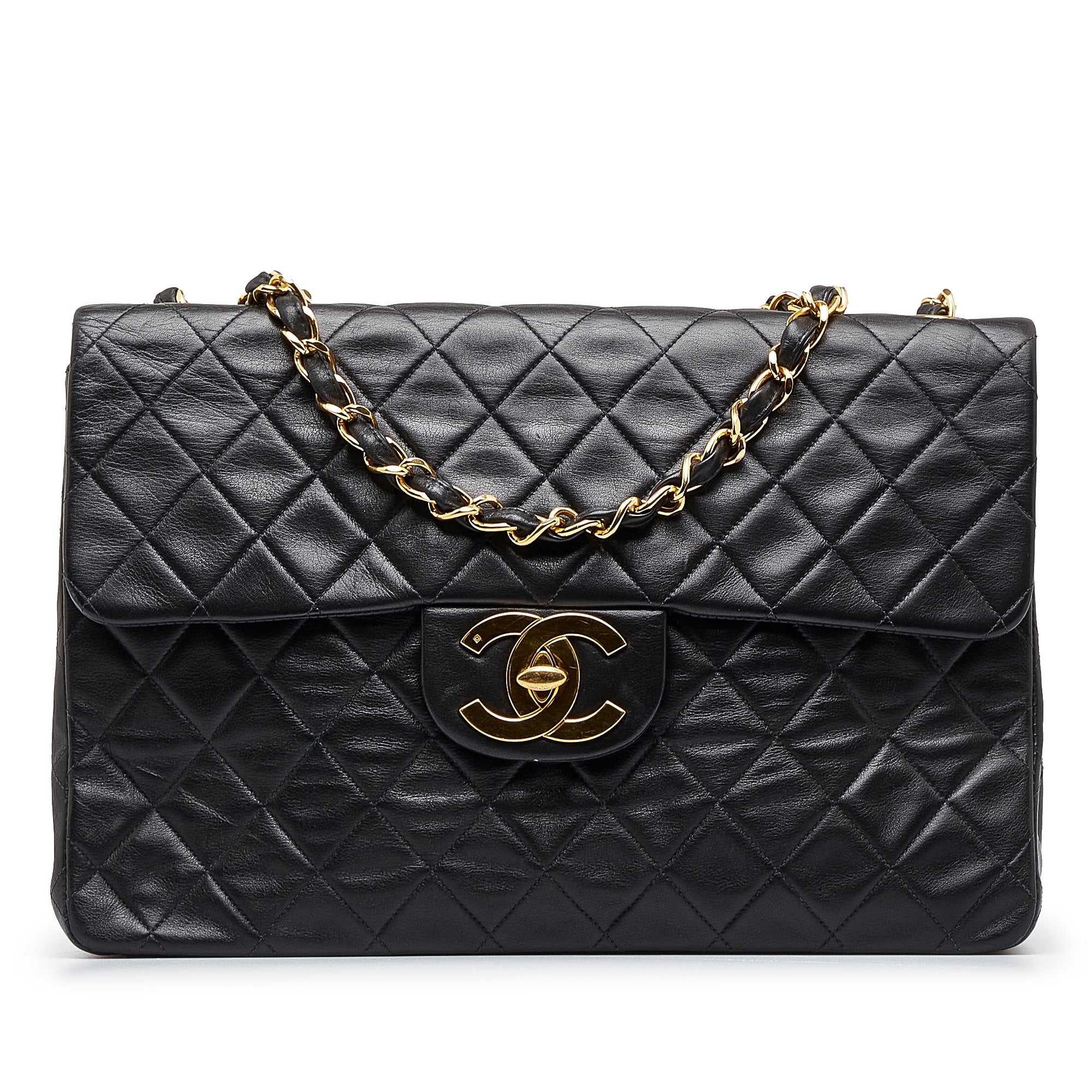 Chanel Pre-Owned Maxi XL Classic Lambskin Single Flap | Women | Black (V3)