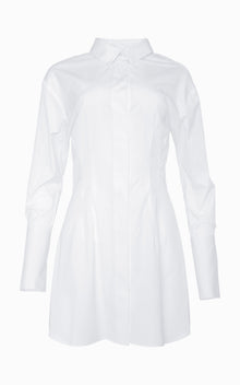 Nipped Mini Shirt Dress | White