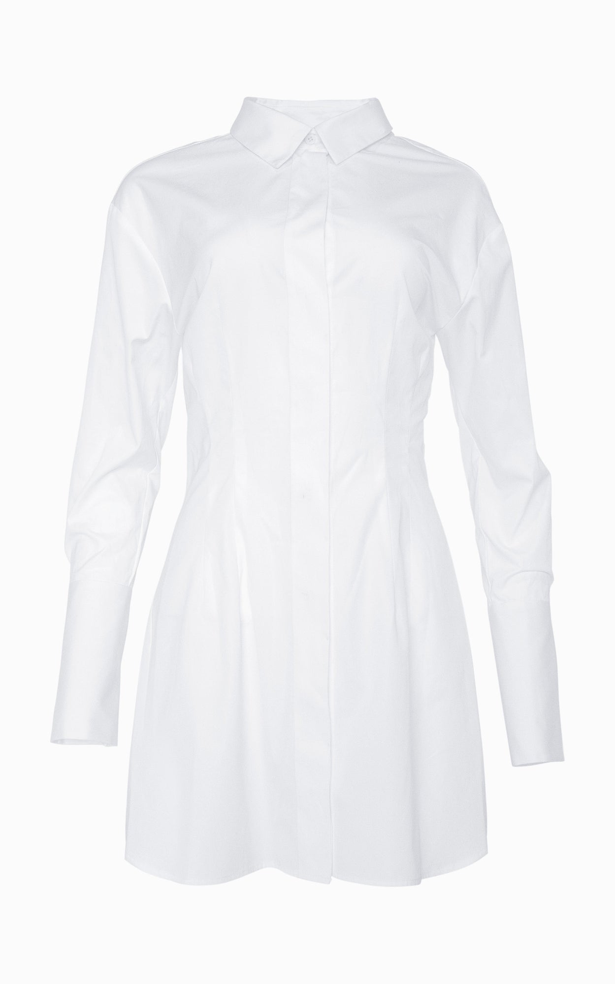 Nipped Mini Shirt Dress | White