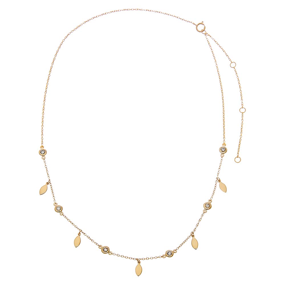 0.41 CT Diamond | Bezel X Solid Marquise Shaker Necklace | 14K Yellow Gold