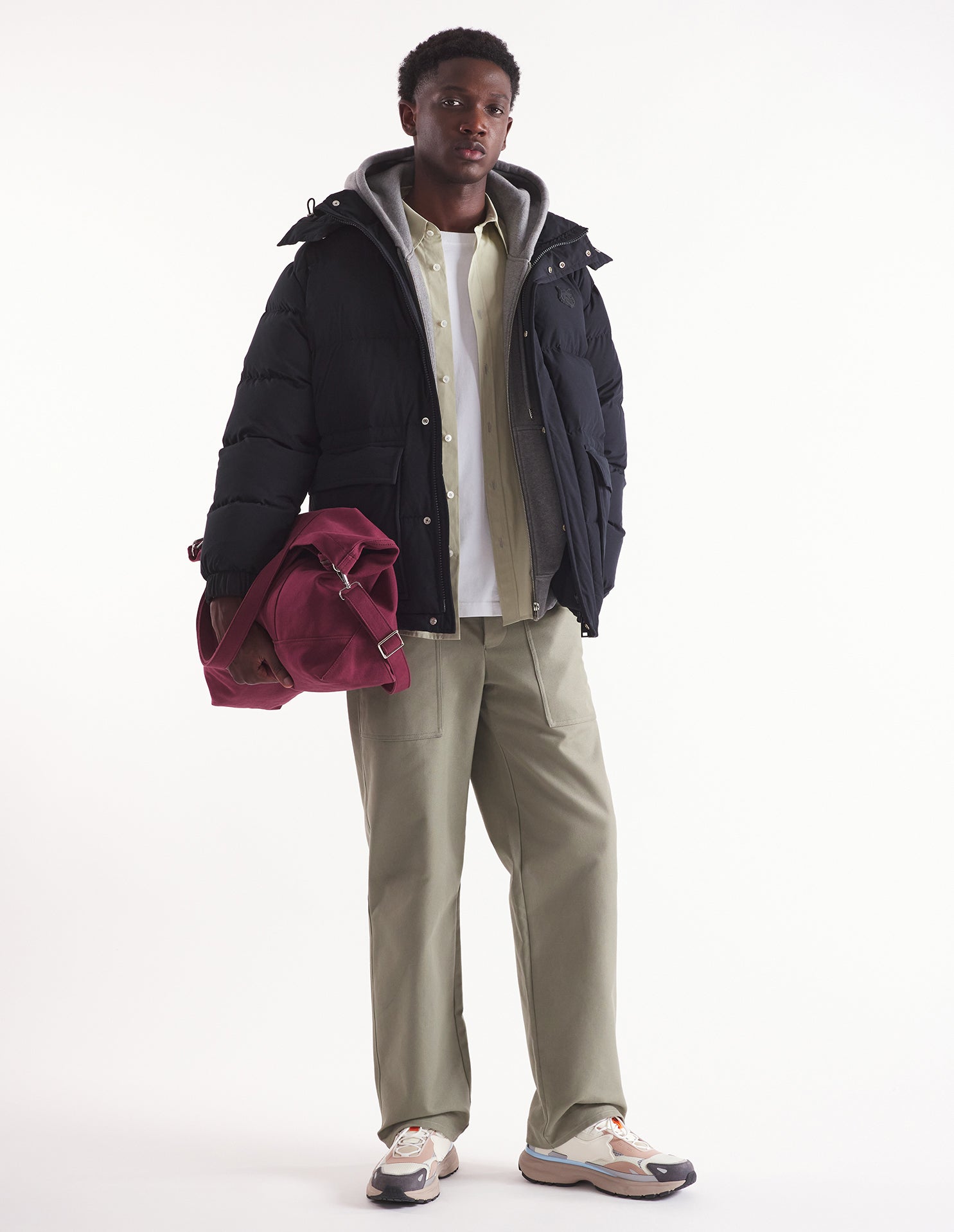 Mens | Water-Resistant Technical Material Puffer Jacket | Black