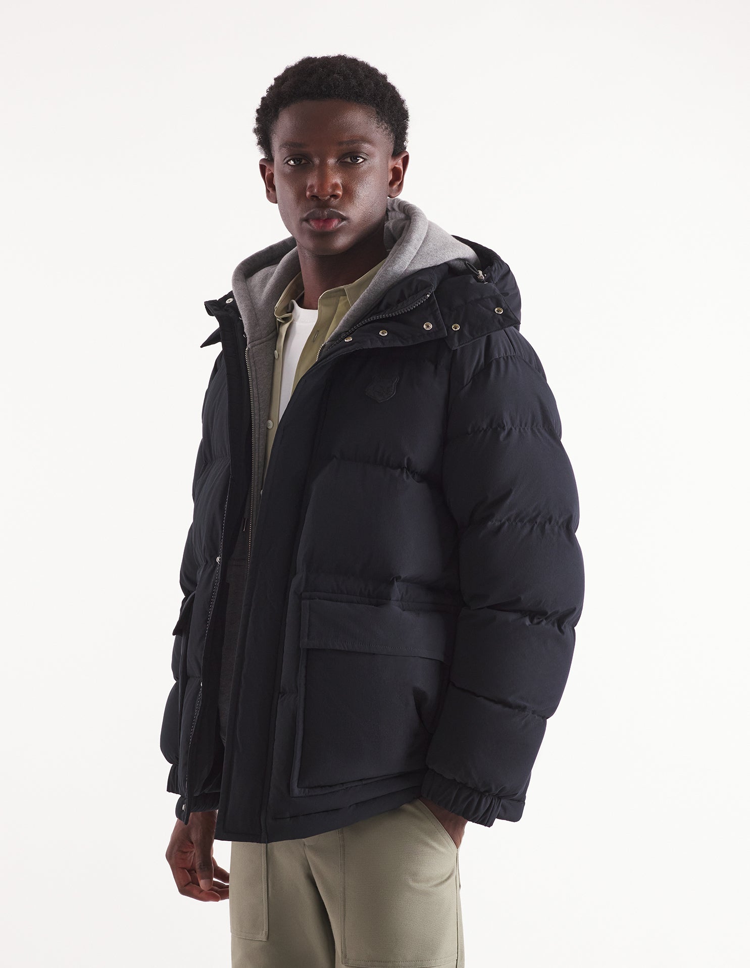 Mens | Water-Resistant Technical Material Puffer Jacket | Black