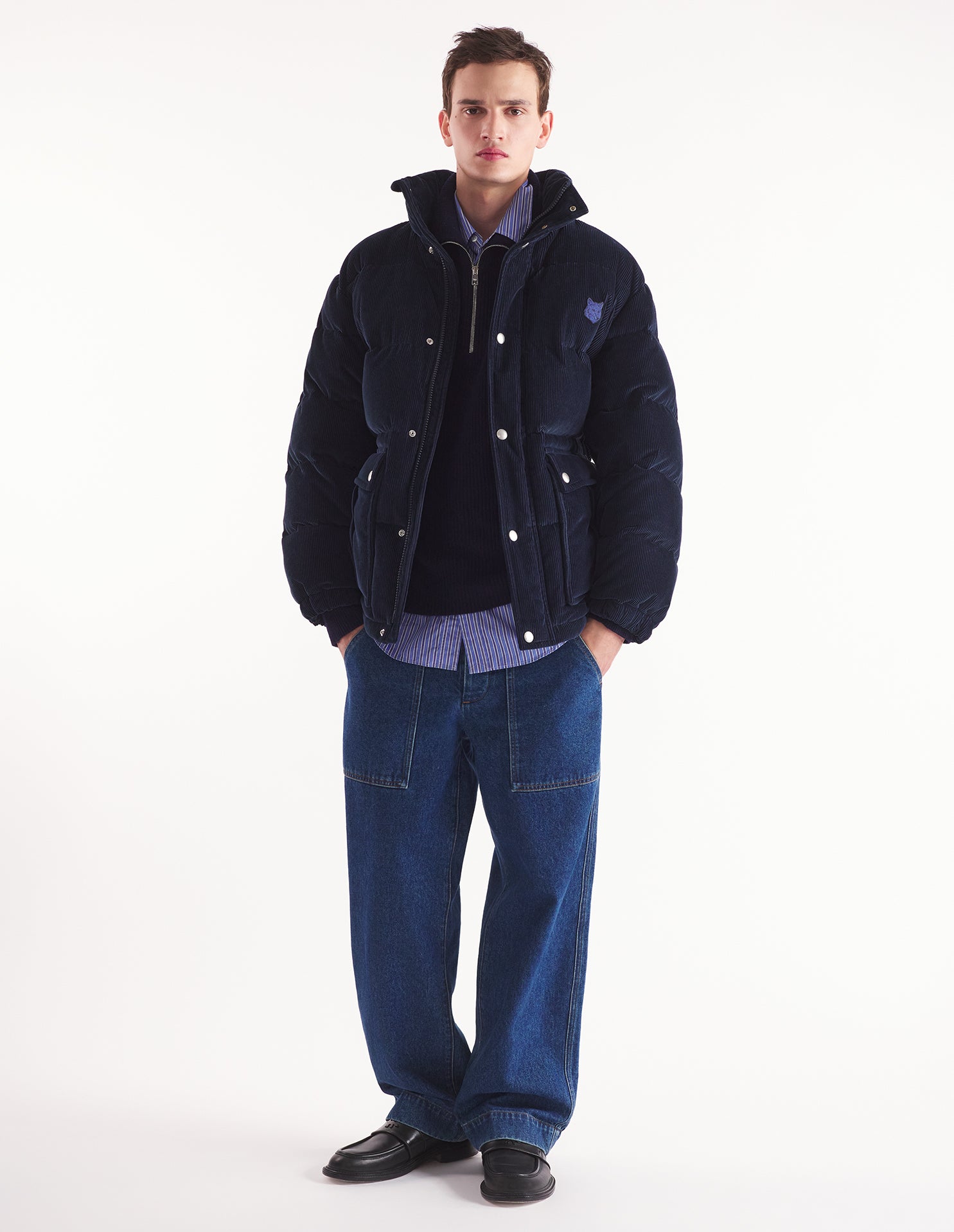 Mens | Corduroy Puffer Jacket | Navy