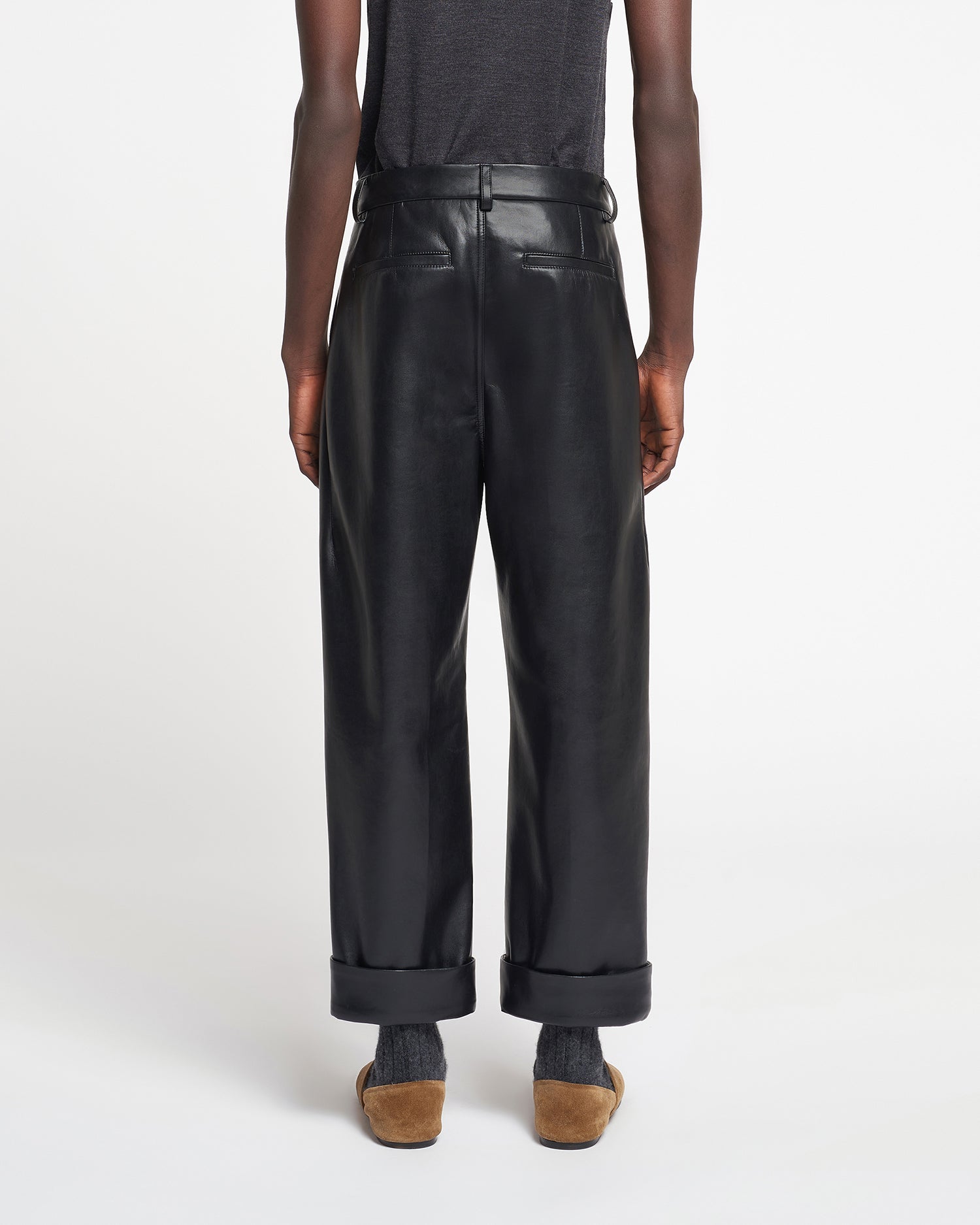 Zayden Regenerated Leather Tapered Pants | Black