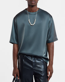 Mens | Isaac Slip Satin T-Shirt | Carbon