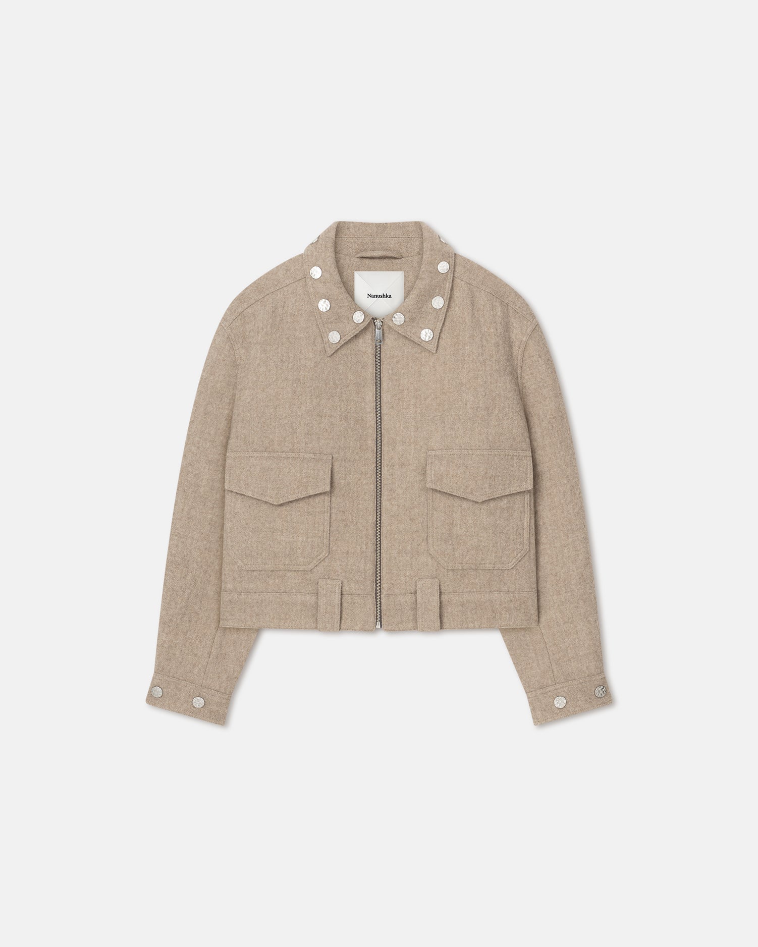 Rafal Studded Slub-Wool Jacket | Taupe Melange