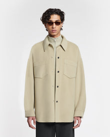 Mens | Martin Double Wool And Silk Blend Overshirt | Pale Olive