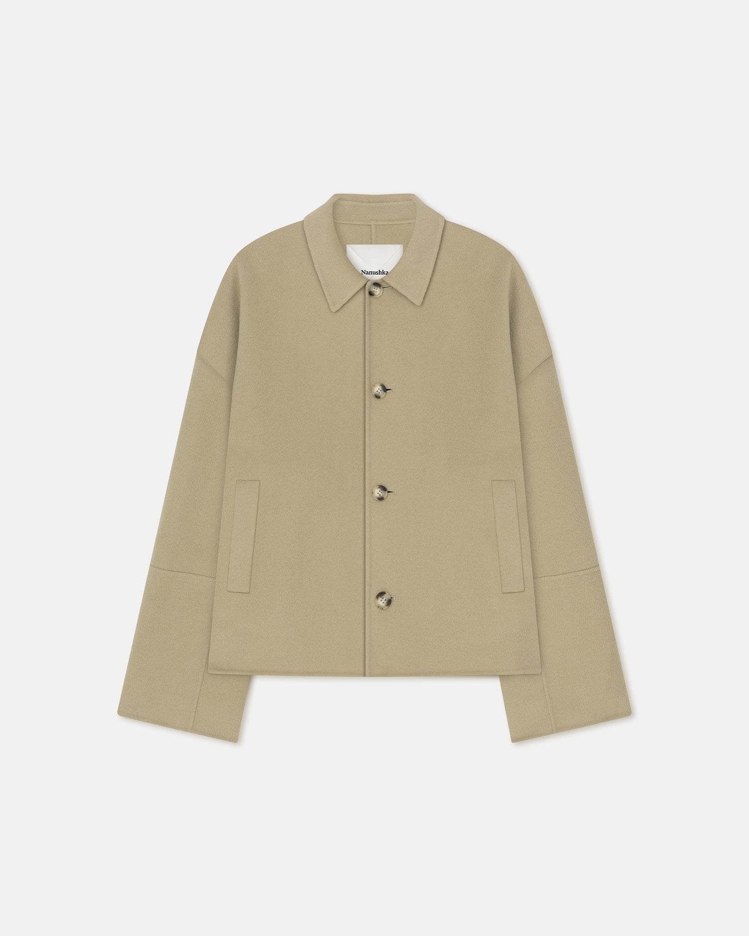 Marcin Double Wool And Silk Blend Jacket | Pale Olive