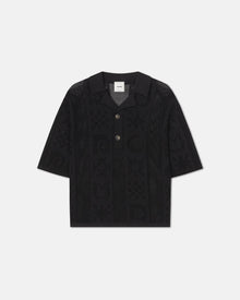 Jasim Paper-Crochet Polo Shirt | Black