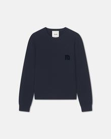 Mens | Stono Embroidered Merino Wool Sweater | Navy