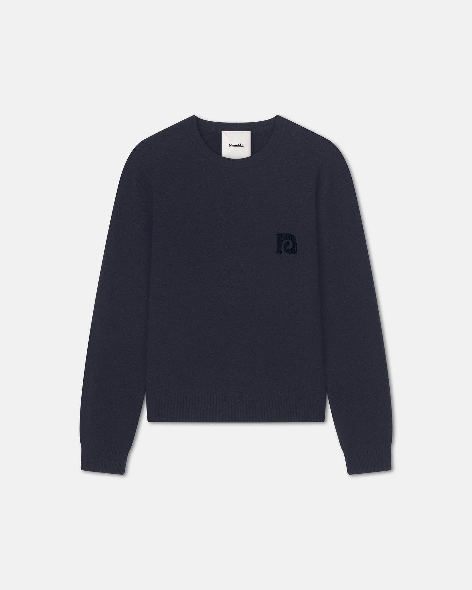 Mens | Stono Embroidered Merino Wool Sweater | Navy