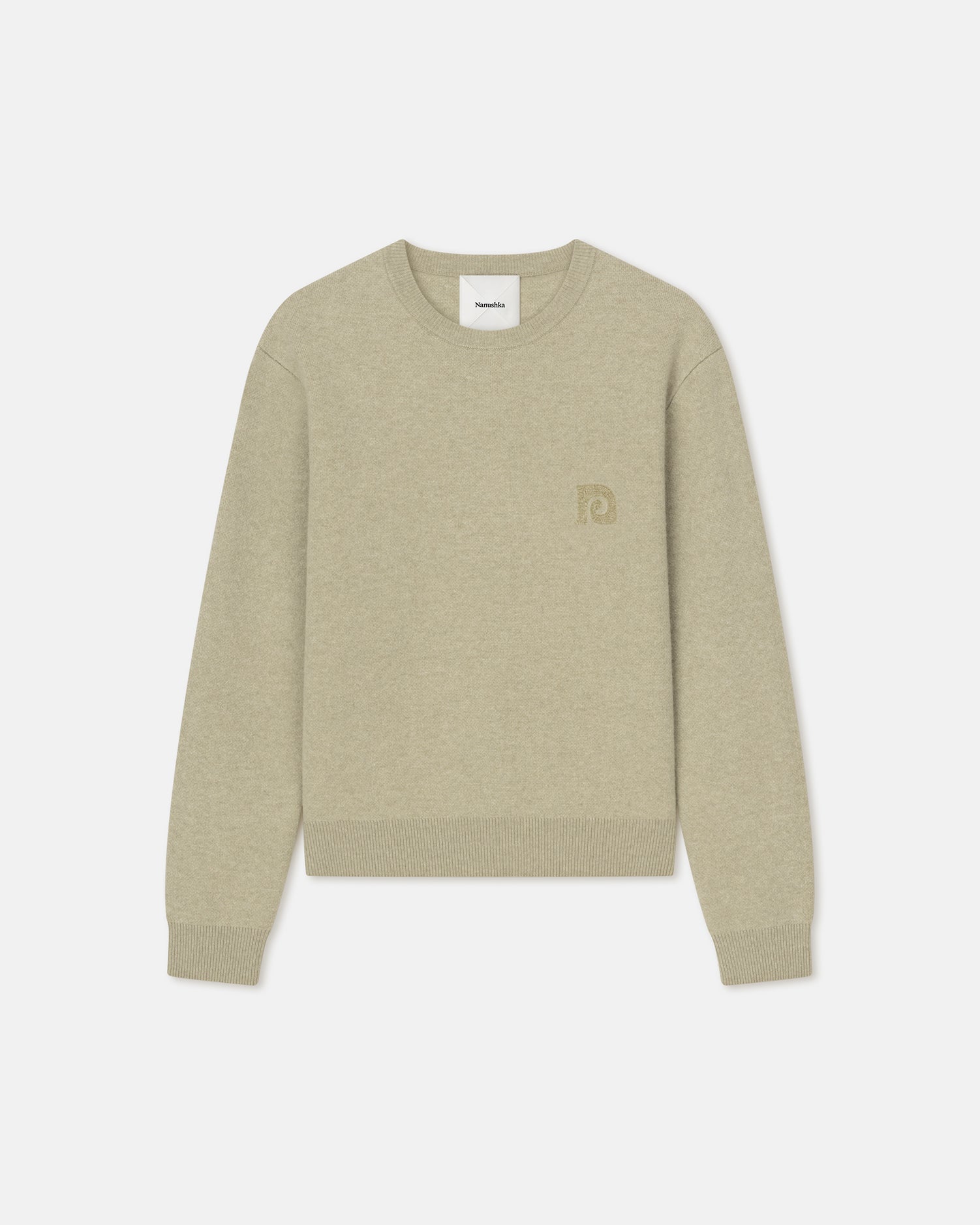 Mens | Stono Embroidered Merino Wool Sweater | Stone