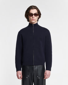 Mens | Poval Merino Wool Zip Cardigan | Navy