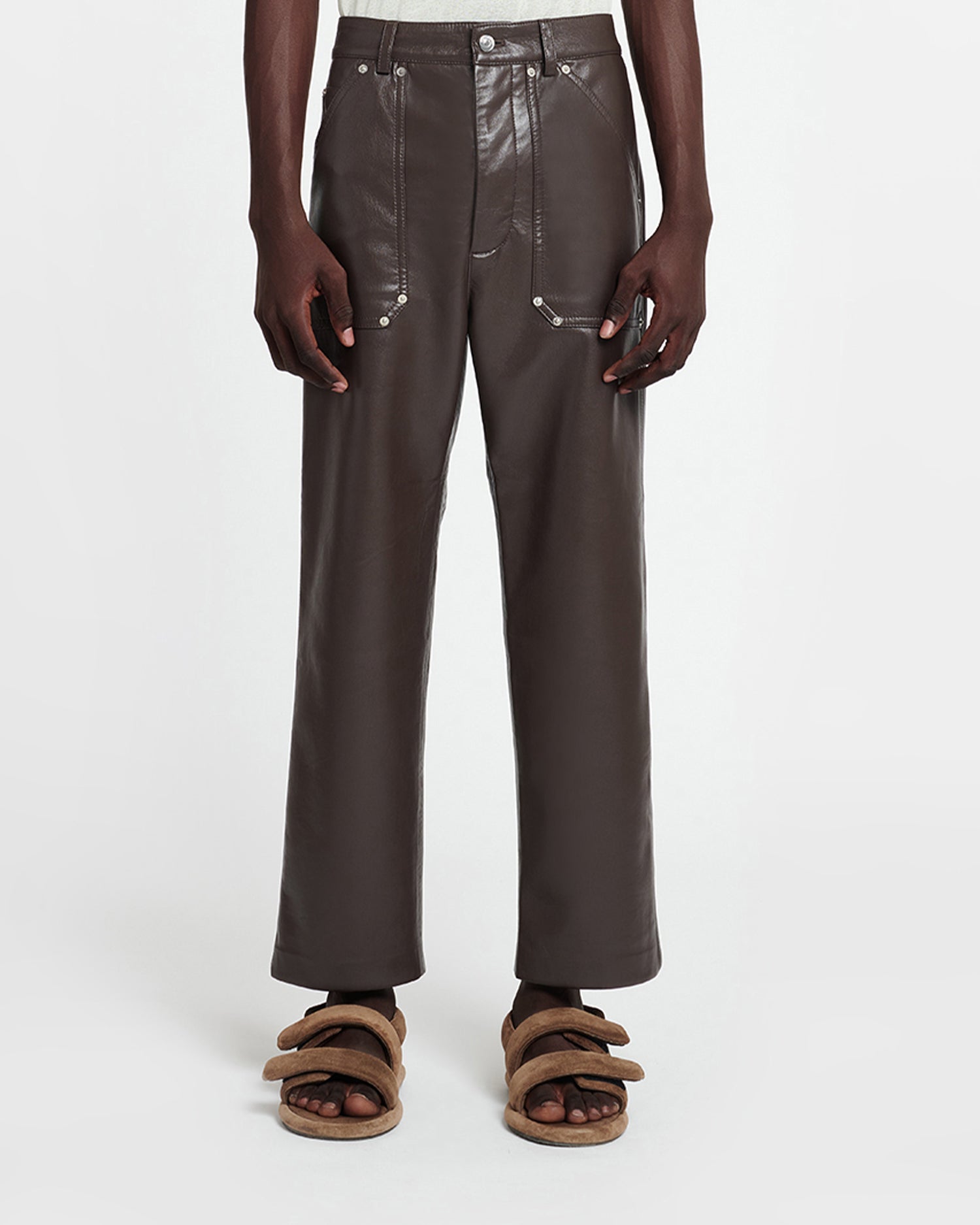 Mens | Quido Regenerated Leather Pants | Coffee Bean