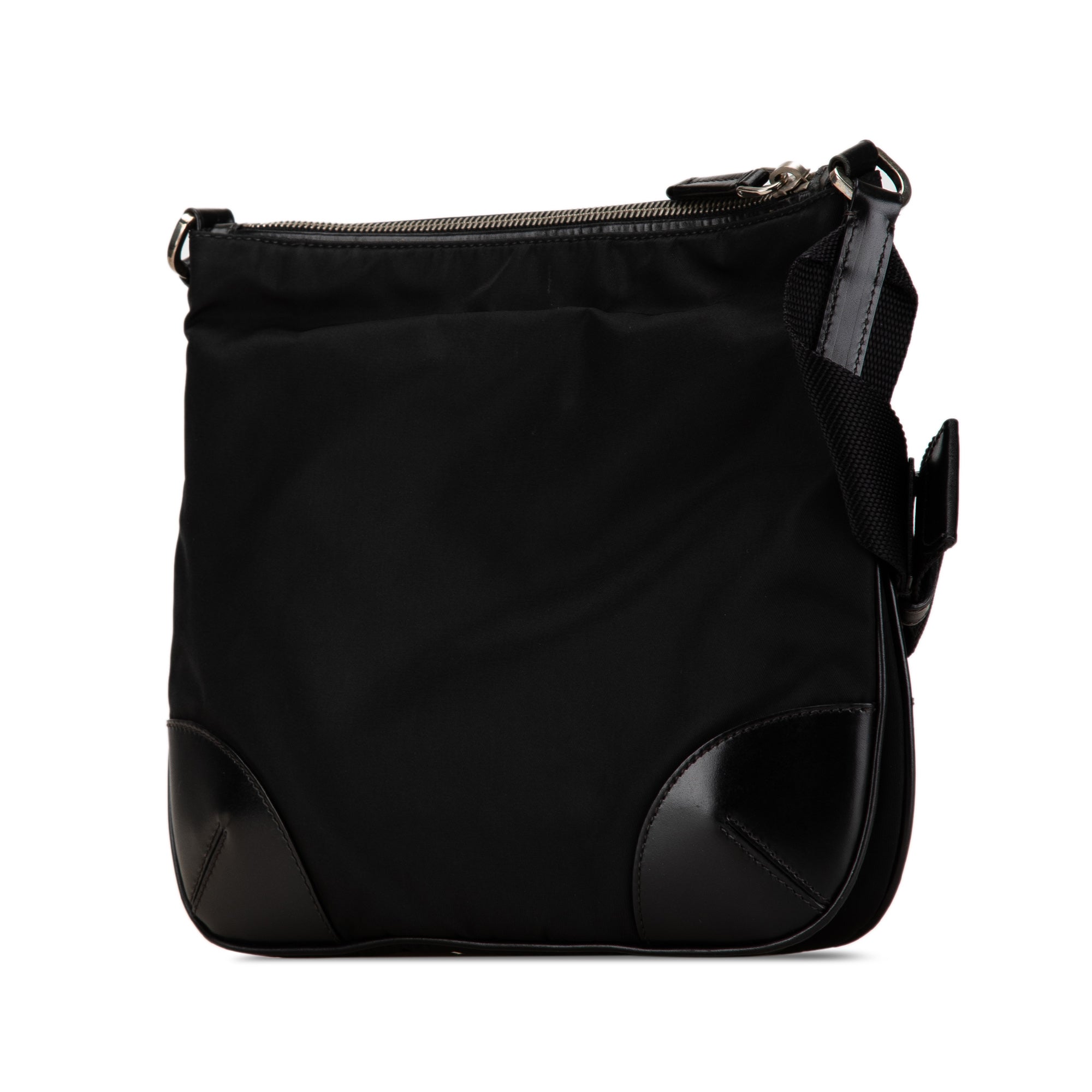 Prada | Pre-Owned Saffiano Trimmed Tessuto Crossbody | Black