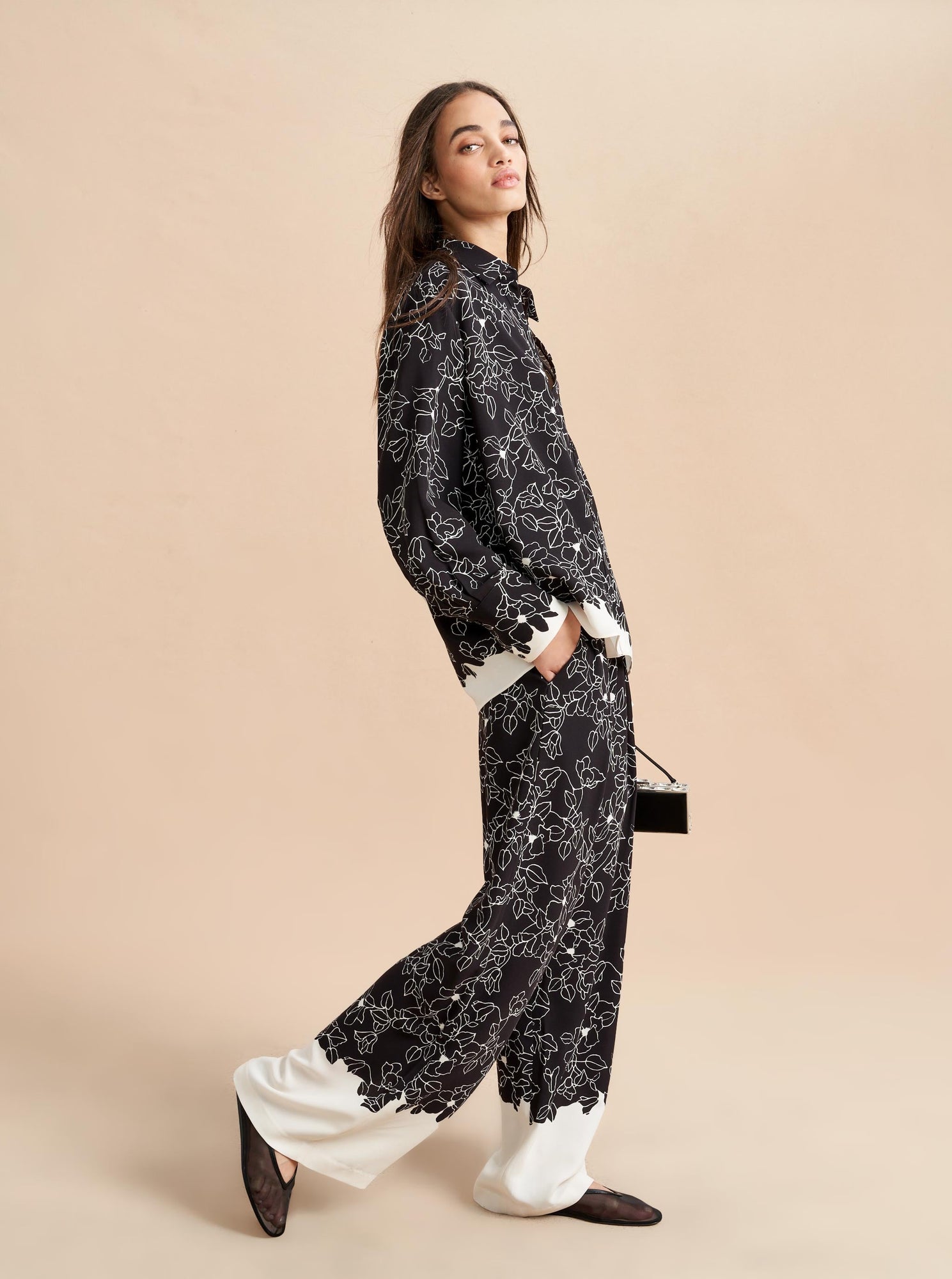 Nora Blouse | Black x Cream