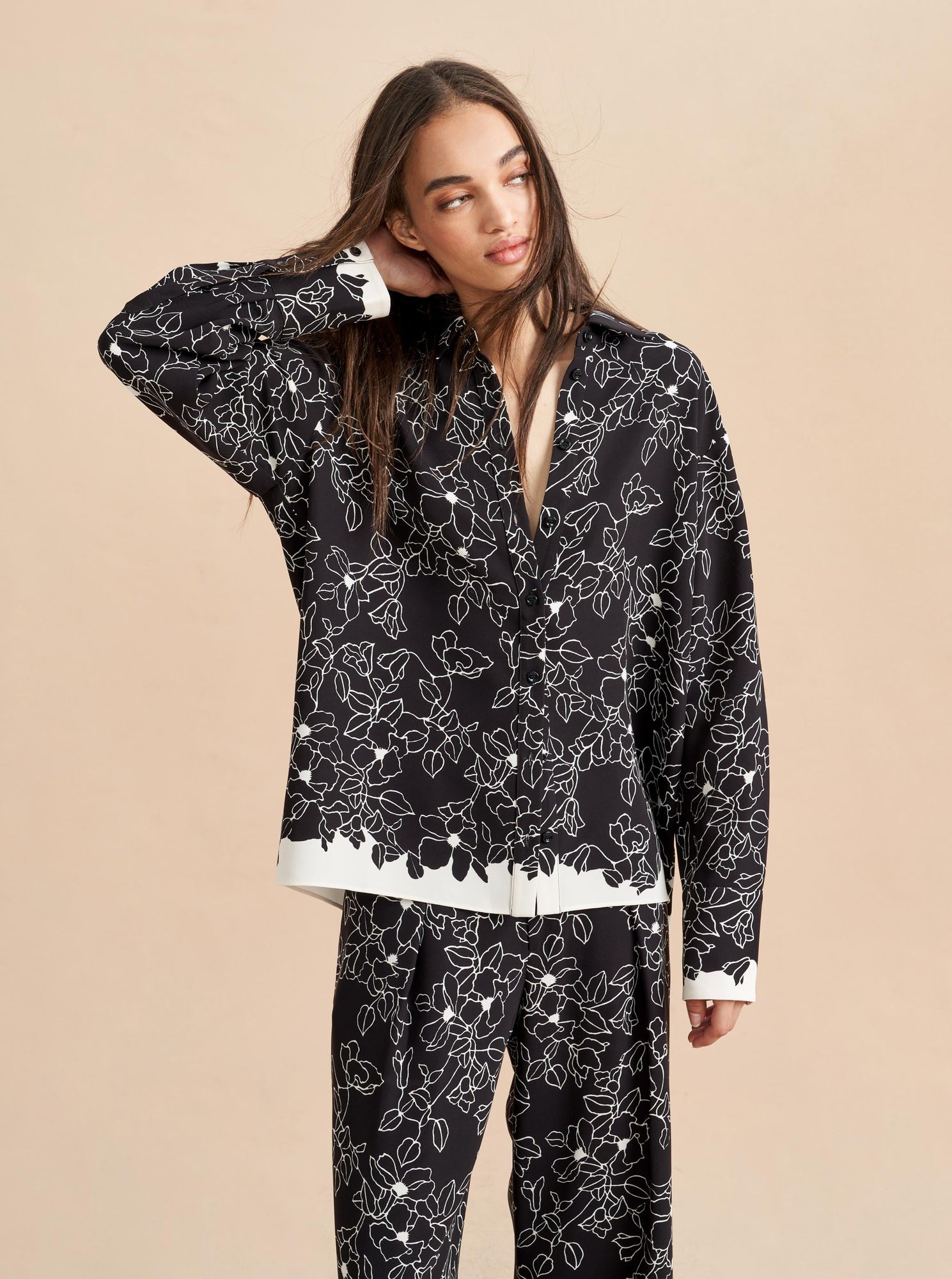 Nora Blouse | Black x Cream