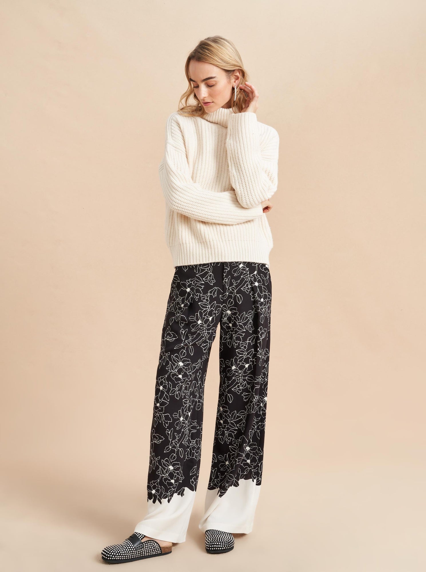Nora Trouser | Black x Cream