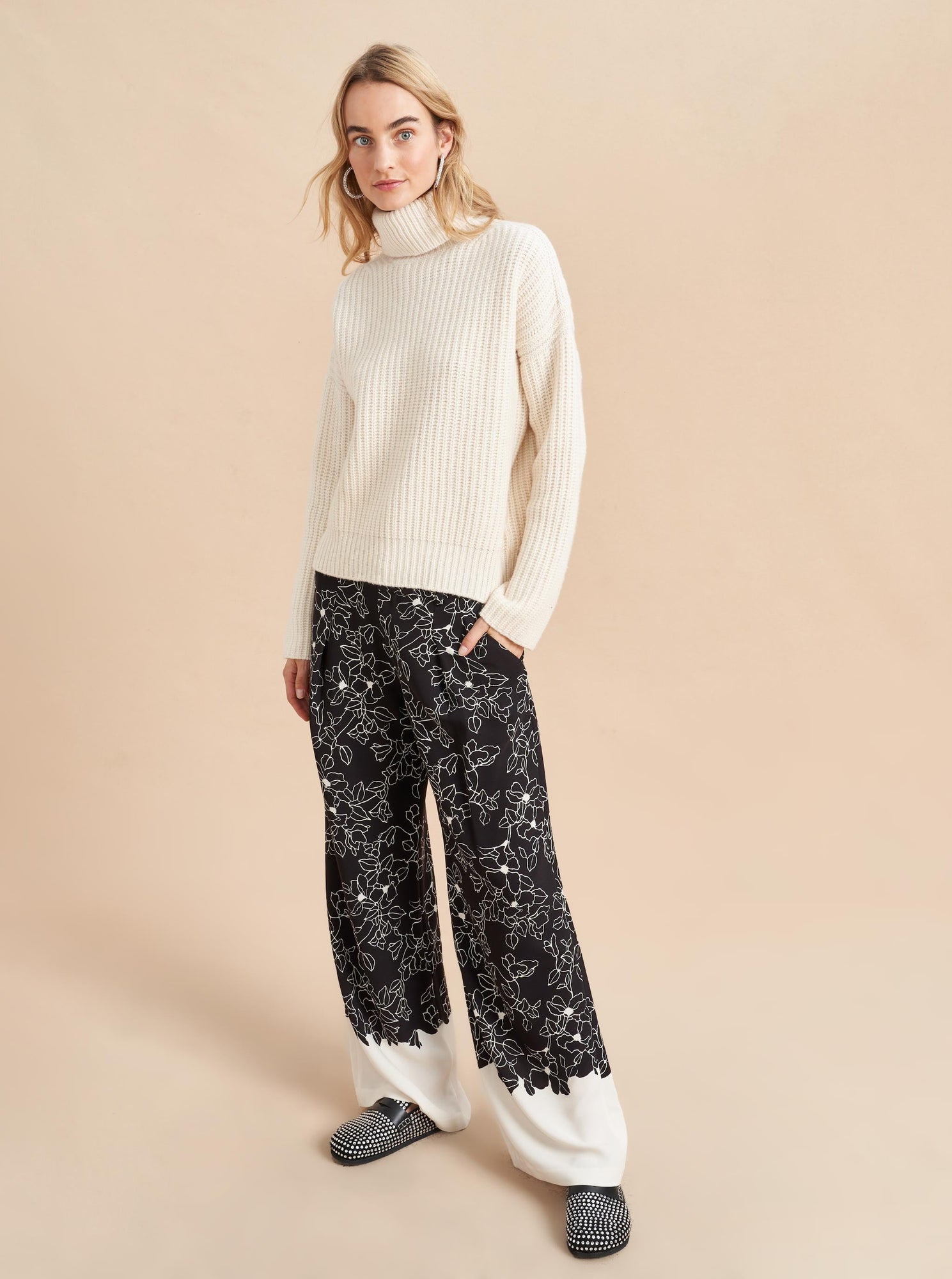 Nora Trouser | Black x Cream