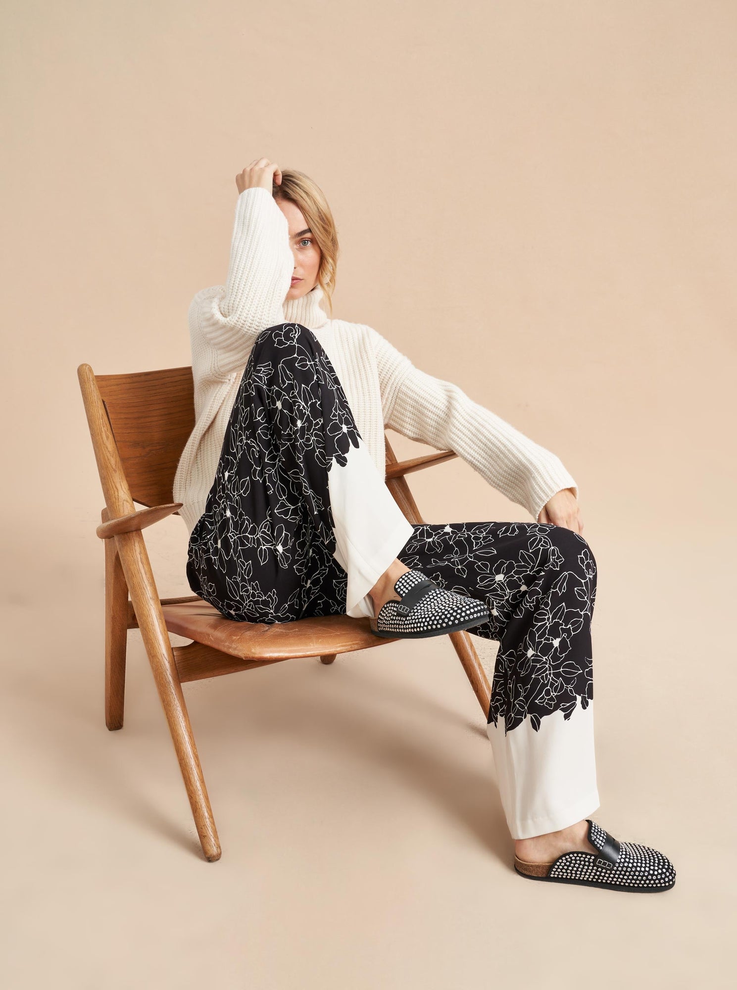Nora Trouser | Black x Cream