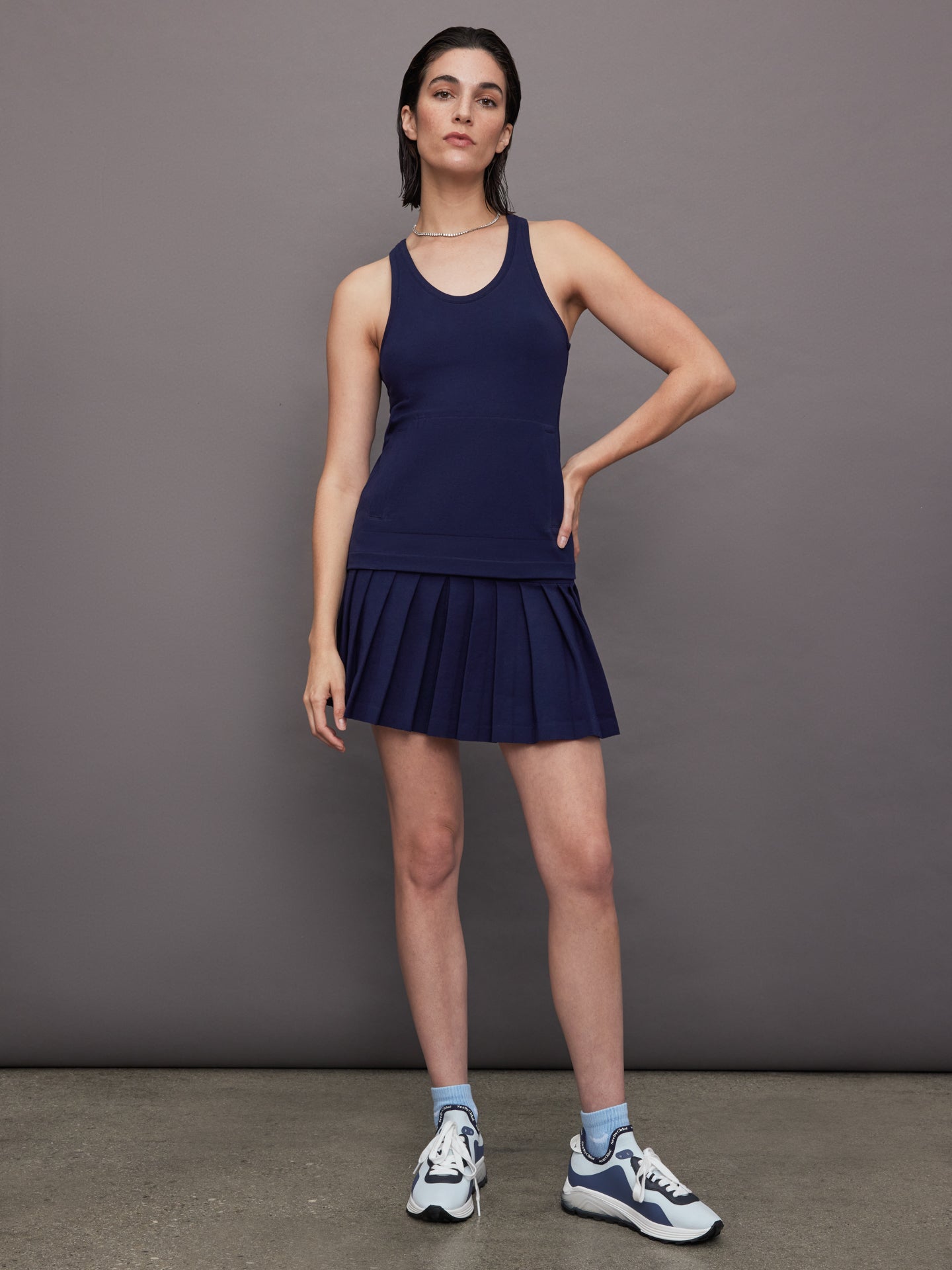 Norma Kamali | Pleated Mini Skirt | True Navy