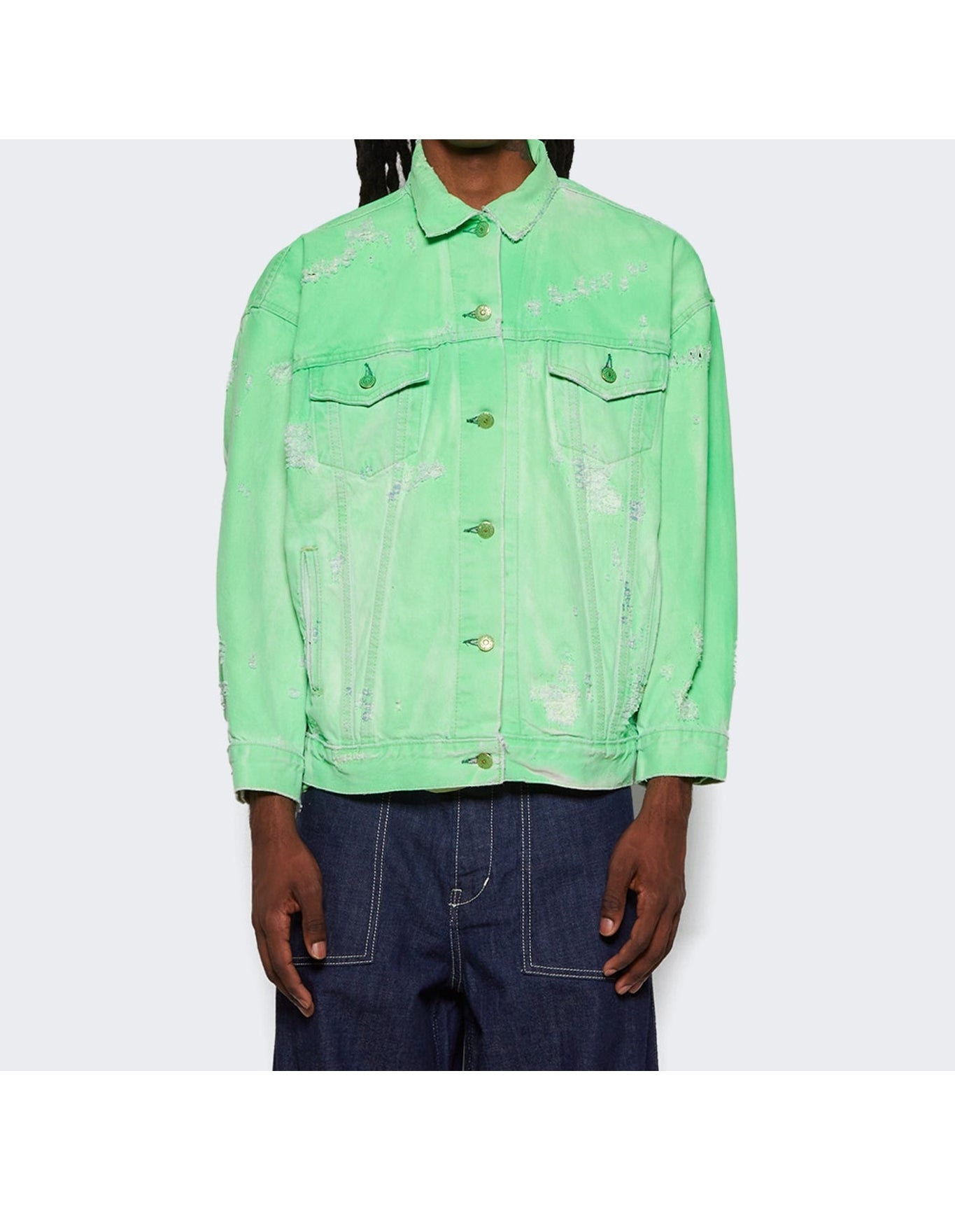 NOTSONORMAL | Men | Destroyed Daily Jacket | Neon Green