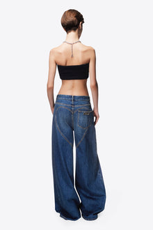 Crystal Heart Charm Wide Leg Jean | Dark Medium Wash