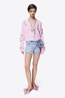 Flower Slit Short | Super Light Wash