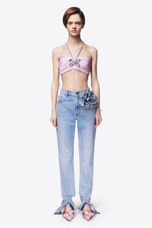 Crystal Butterfly Knit Bandeau | Light Pink