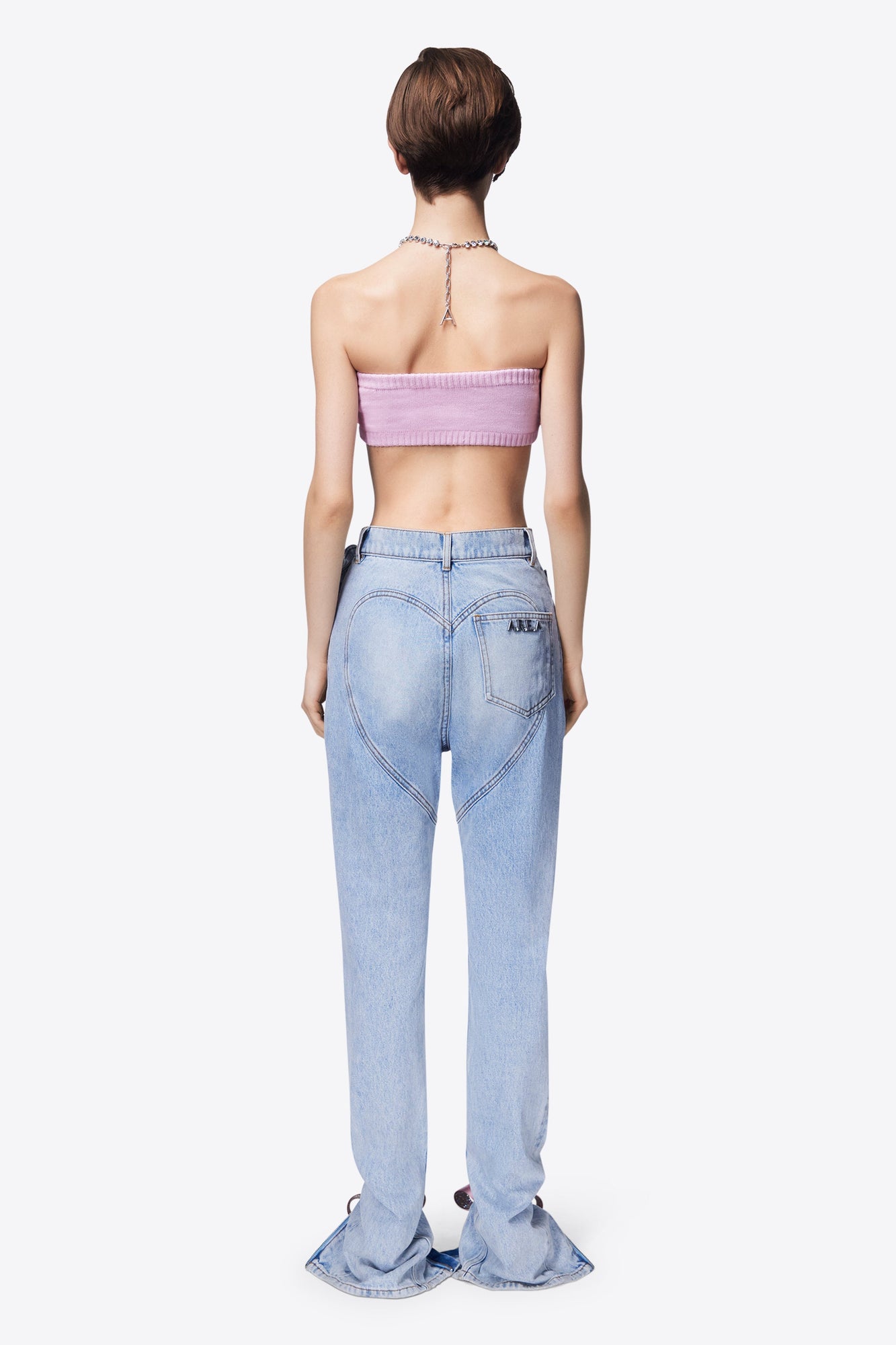 Crystal Butterfly Knit Bandeau | Light Pink