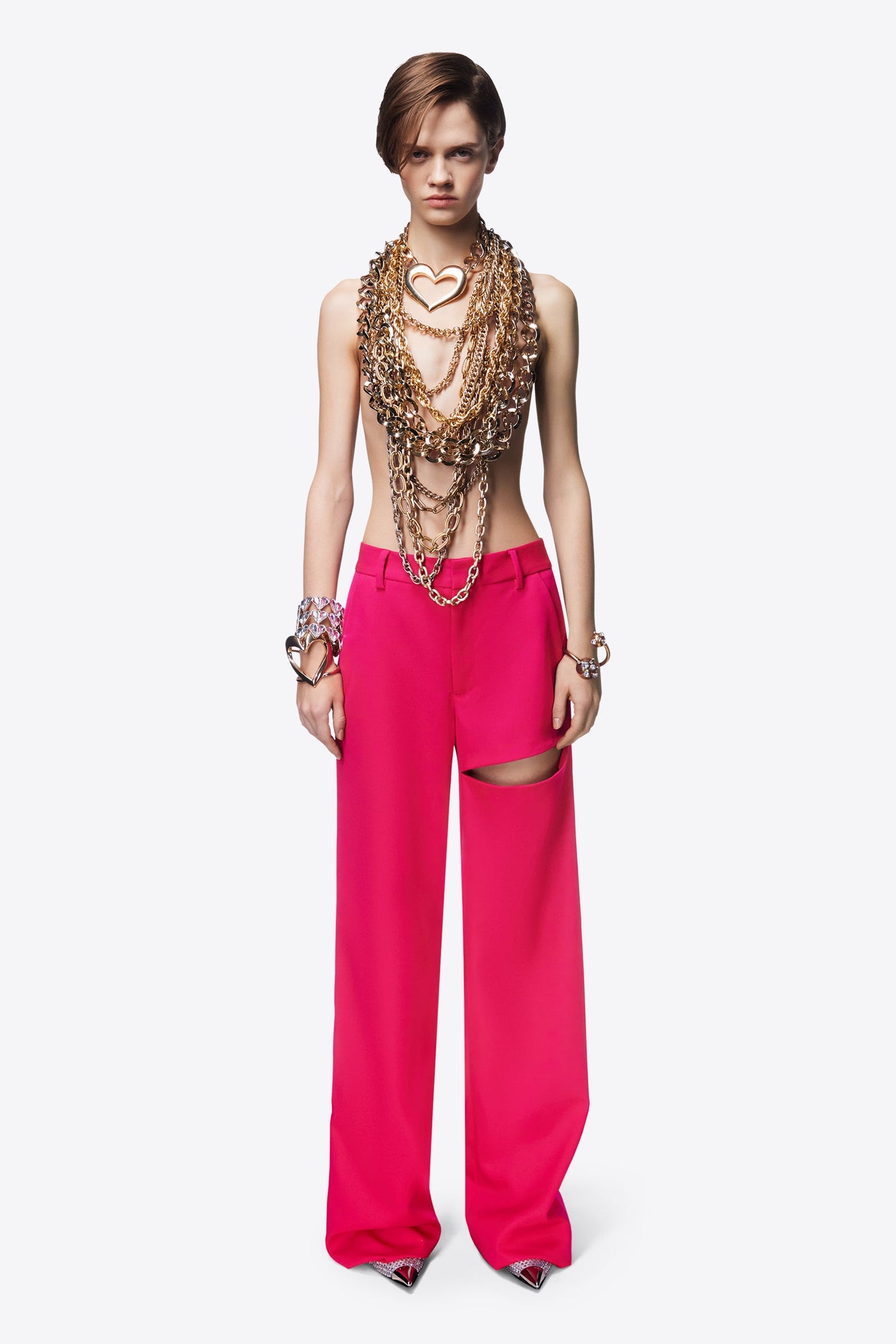 Asymmetric Slit Trouser | Raspberry
