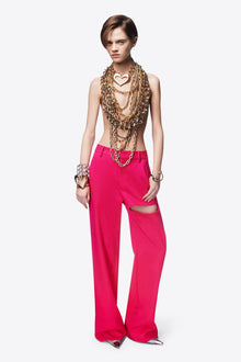 Asymmetric Slit Trouser | Raspberry