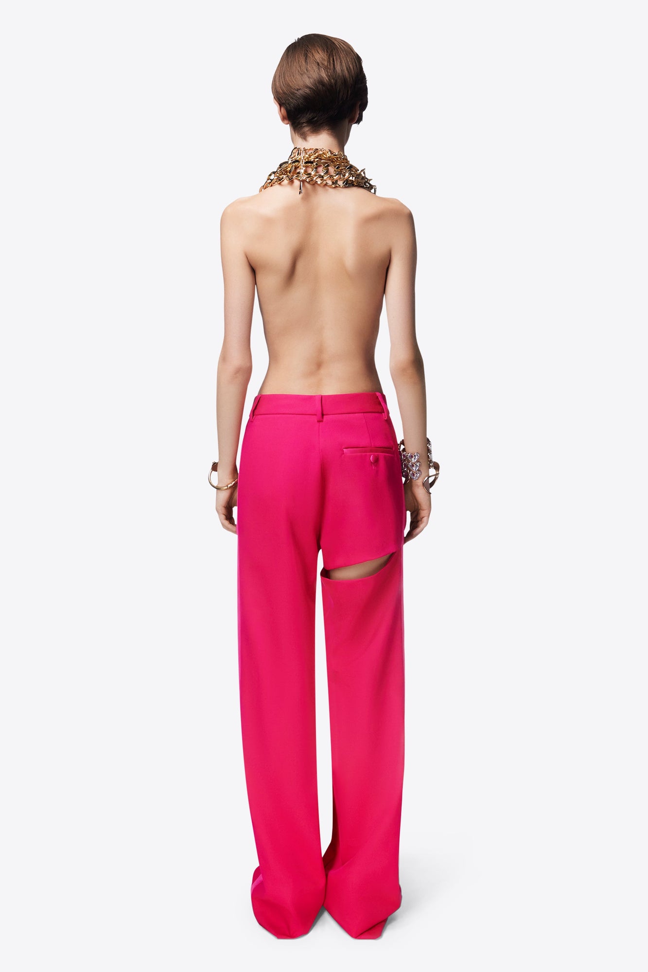 Asymmetric Slit Trouser | Raspberry