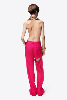 Asymmetric Slit Trouser | Raspberry