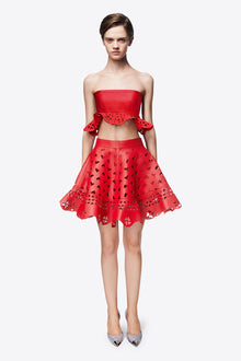 Laser-Cut Leather Heart Bandeau | Red