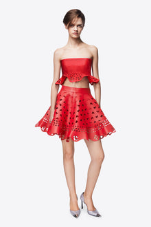 Laser-Cut Leather Heart Bandeau | Red