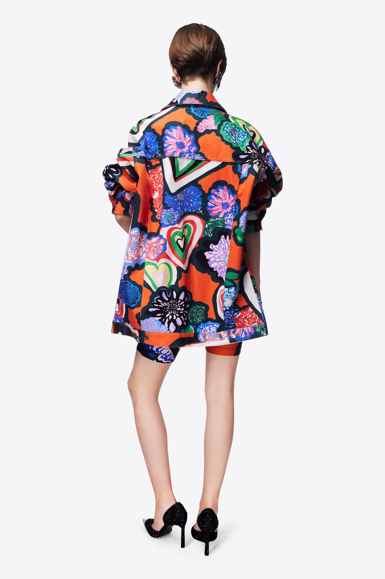 Heart Printed Biker Short | Multi