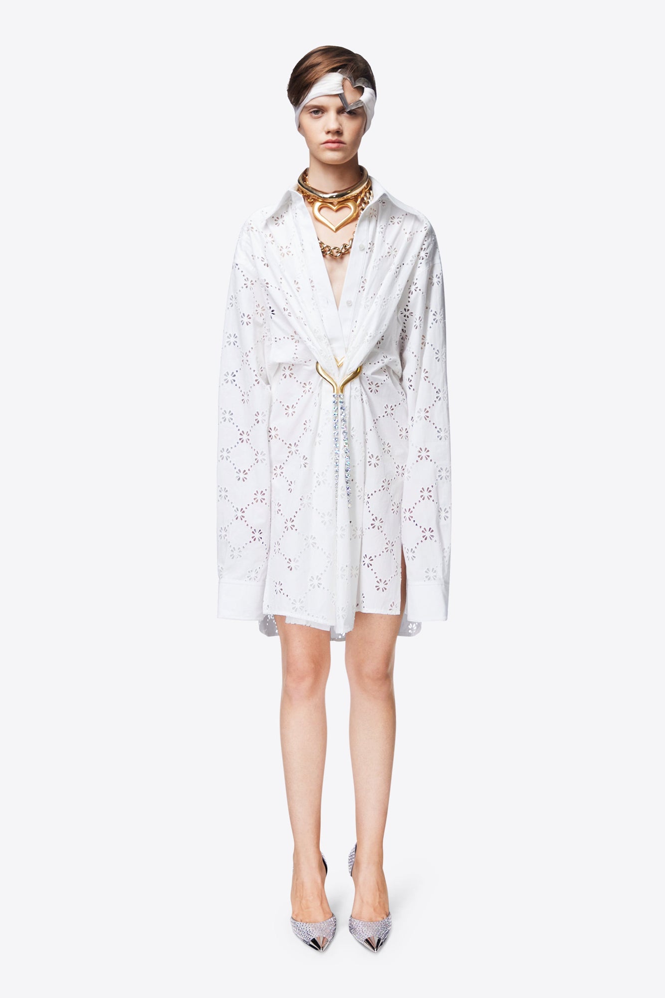 Broderie Anglaise Heart Draped Tunic | Off White