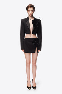 Flower Slit Mini Skirt | Black