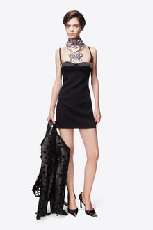 Crystal Heart Mini Dress | Black