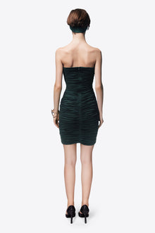 Heart Ruched Strapless Mini Dress | Green