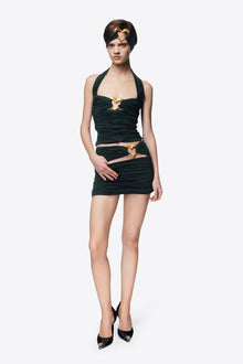 Heart Ruched Halter Top | Green