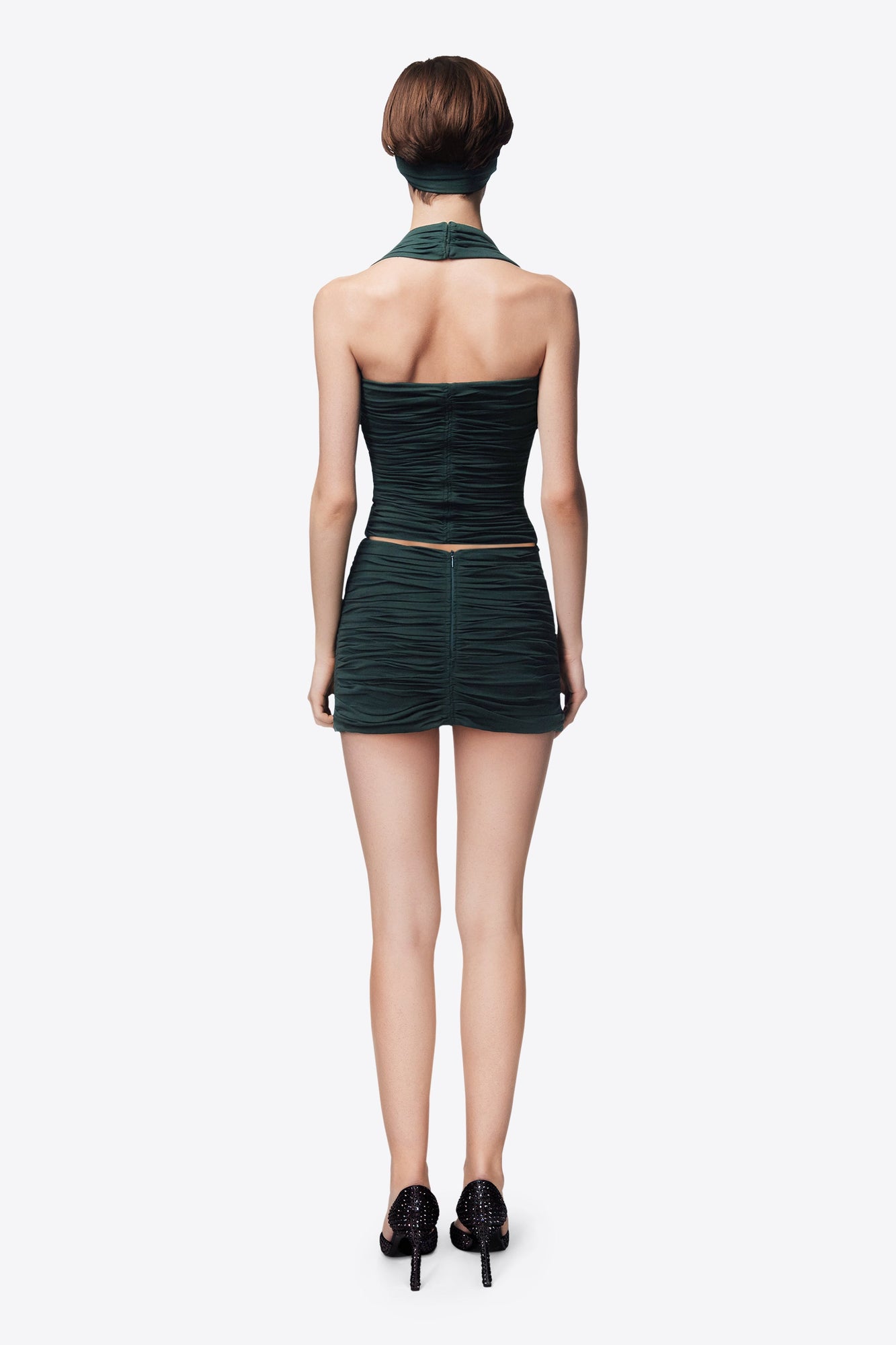 Heart Ruched Mini Skirt | Green