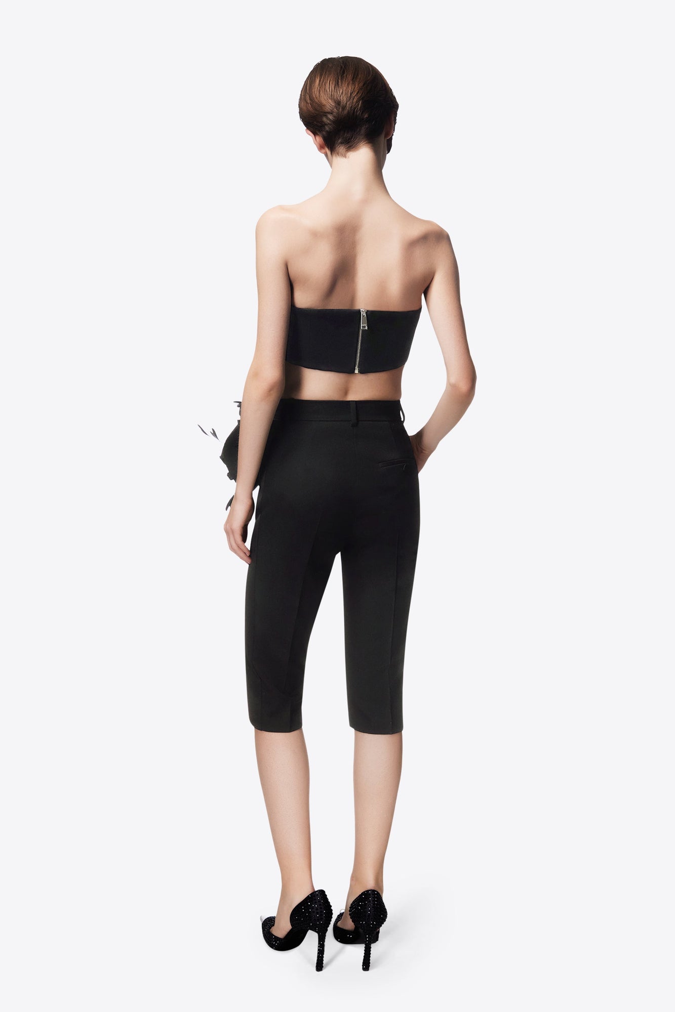 Flower Corsage Tailored Short | Black