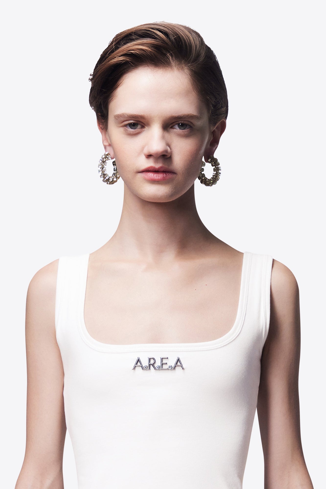 Small Crystal Hoop Earrings | Silver