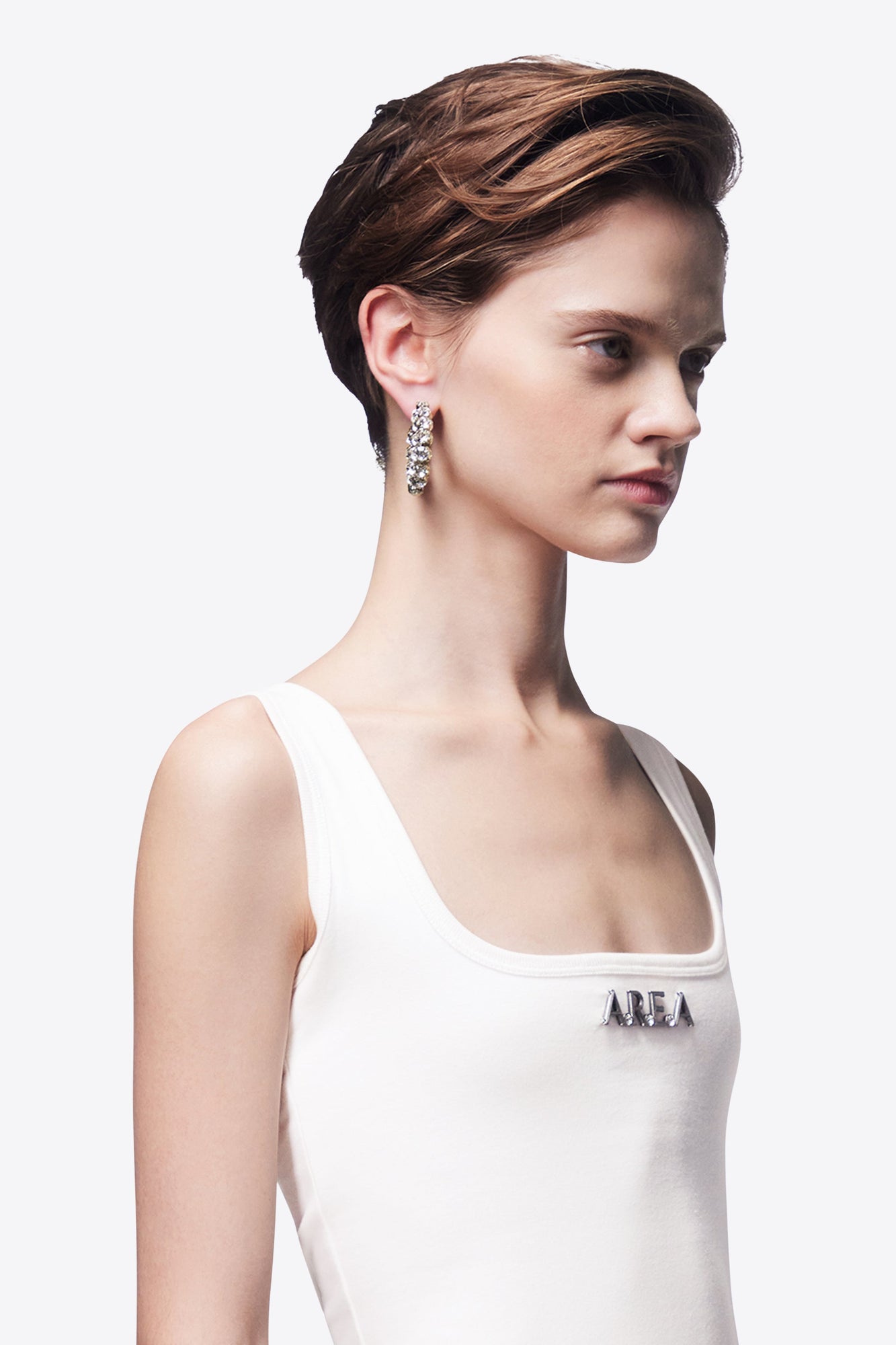 Small Crystal Hoop Earrings | Silver