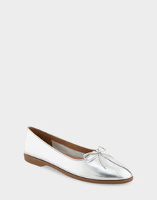 Novia Ballet Flat | Silver Metallic Leather