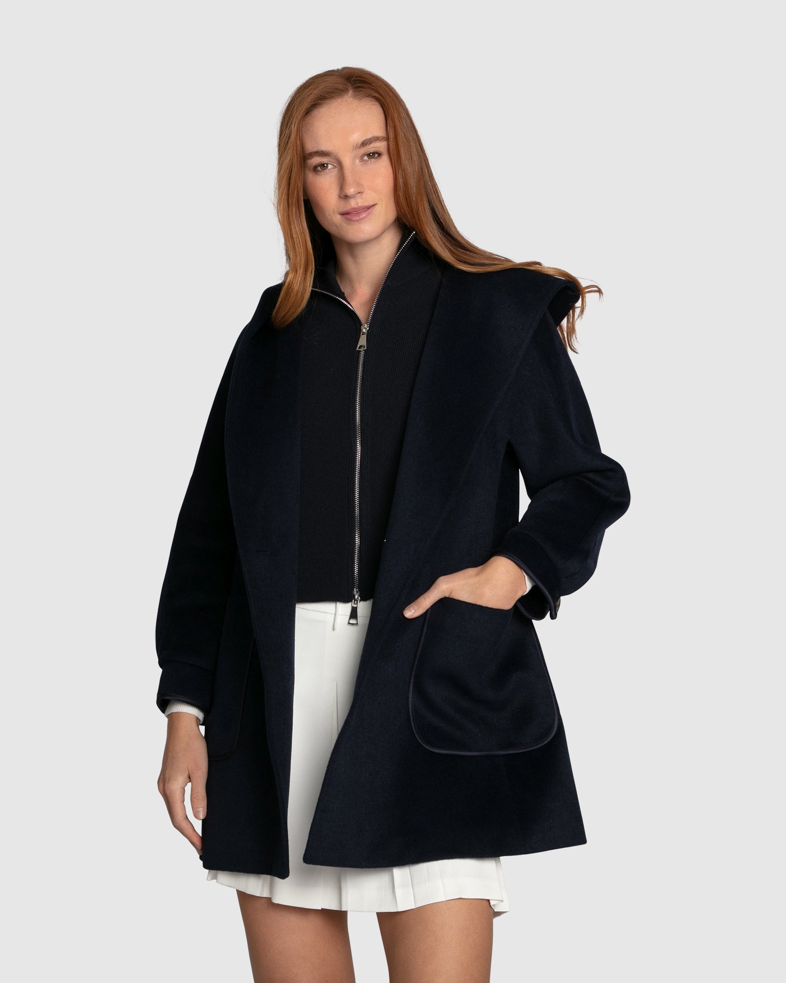 Women | Next To You Hooded Wool Blend Coat | Navy