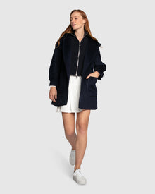 Women | Next To You Hooded Wool Blend Coat | Navy