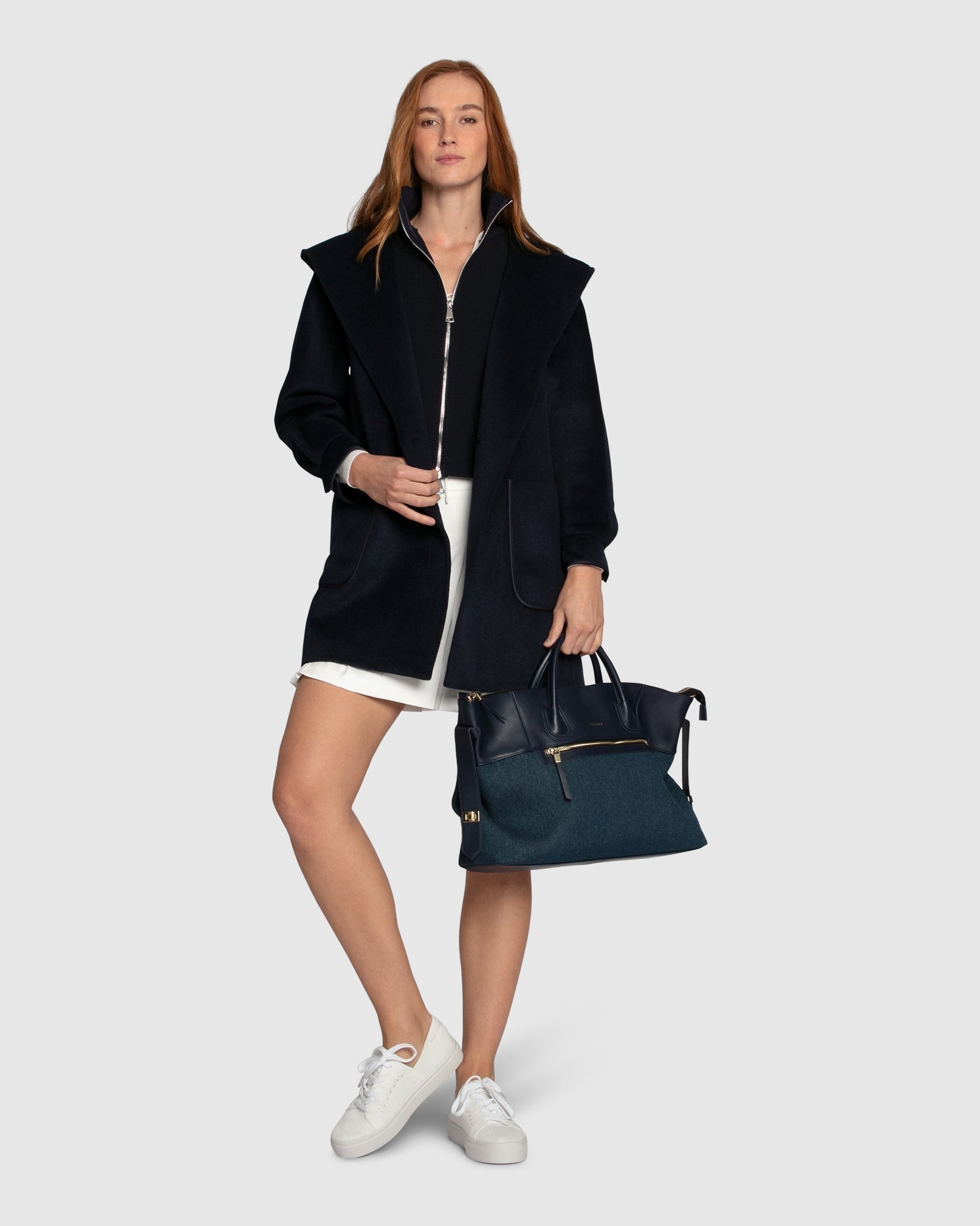 Women | Next To You Hooded Wool Blend Coat | Navy